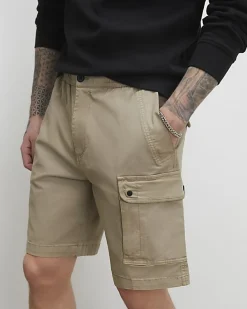 Beige Regular Fit Longer Length Cargo Shorts