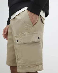 Beige Regular Fit Stretch Cargo Trousers