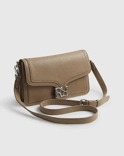 Beige RR Flap Front Shoulder Bag