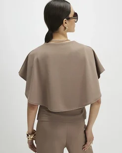 Beige Ruched Front Spiral Trim Top