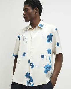 Beige Satin Floral Shirt