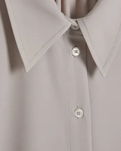 Beige Satin Short Sleeve Shirt