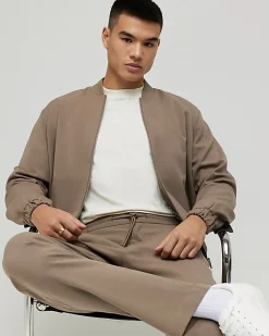 Beige Slim Fit Elasticated Smart Joggers