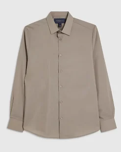 Beige Slim Fit Long Sleeve Shirt