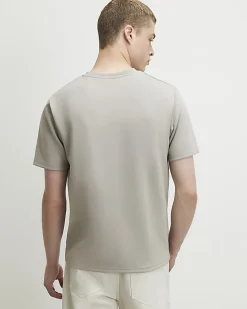 Beige Slim Fit Midweight V Neck T-Shirt