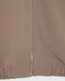 Beige Slim Fit Stretch Bomber Jacket