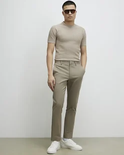 Beige Slim Fit Stretch Chino Trousers