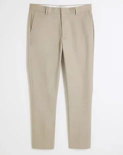 Beige Slim Fit Stretch Chino Trousers