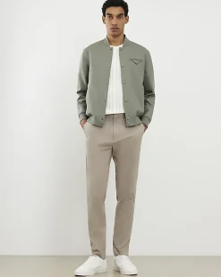 Beige Slim Fit Stretch Chino Trousers