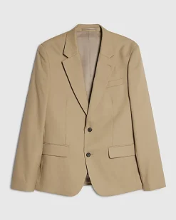 Beige Slim Fit Stretch Textured Suit Jacket