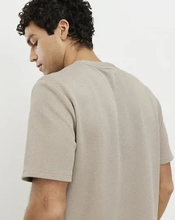 Beige Slim Fit Textured Midweight T-Shirt