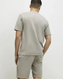 Beige Slim Fit T-shirt and Shorts Set