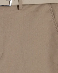 Beige Slim Stretch Chino Short with Belt