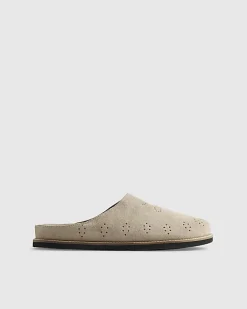 Beige Suede Western Style Mules