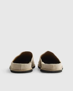 Beige Suede Western Style Mules