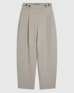Beige Tailored Barrel Leg Trousers