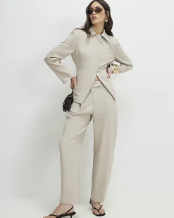 Beige Tailored Shacket