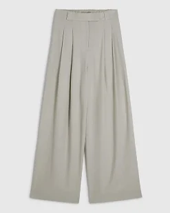 Beige Tailored Wide Leg Trousers