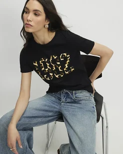 Black 1982 Leopard Print T-Shirt