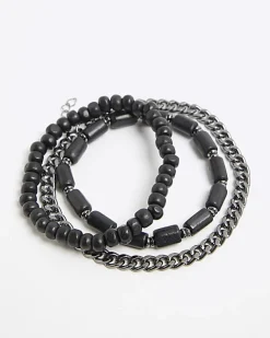 Black 3 Pack Chain Bracelets