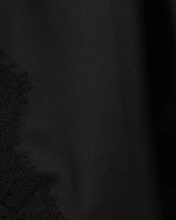 Black Asymmetric Lace Satin T-Shirt