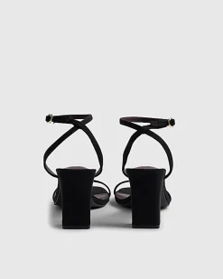 Black Barely There Heeled Sandals