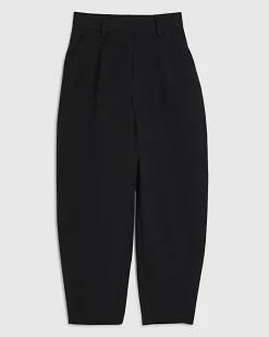 Black Barrel Leg Tailored Trousers
