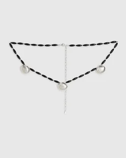 Black beaded chain shell belt