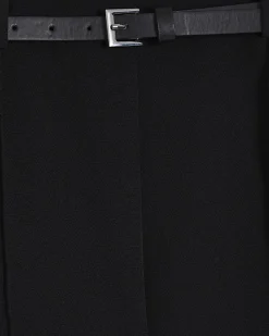 Black Belted Pintuck Shorts