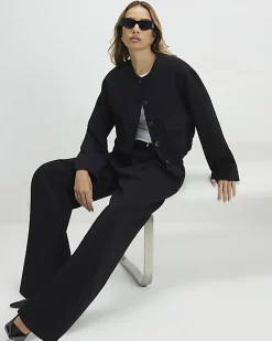 Black Belted Wide Leg Trousers