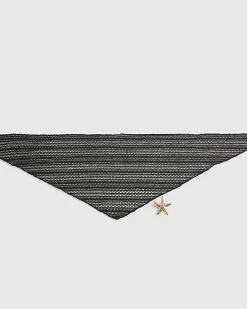 Black Black Broderie Starfish Scarf