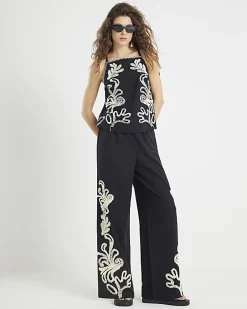 Black broderie Tank Top