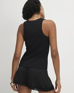Black Built In Bra Vest Top