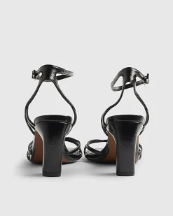 Black Caged Heeled Sandals