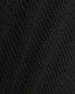 Black Cap Sleeve Ribbed Midi Dress