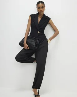 Black Cap Sleeve Twill Waistcoat