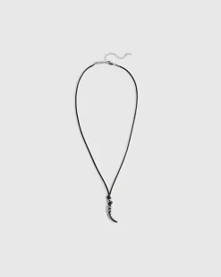 Black Corduroy Tusk Necklace