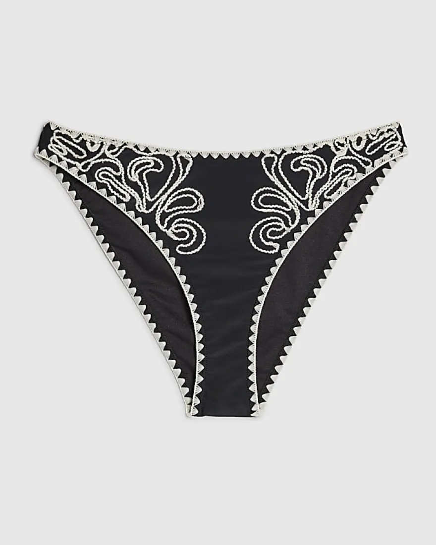 Black Cornelli Print Bikini Bottoms