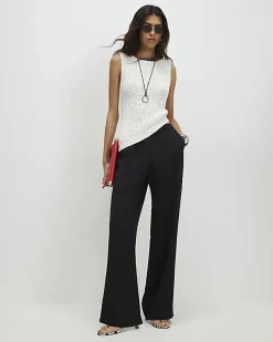 Black Crepe Wide Leg Trousers