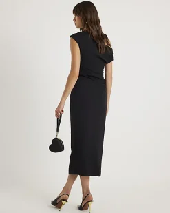 Black Drape Midi Dress