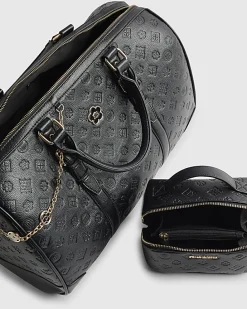 Black Embossed Monogram Barrel Bag Bundle