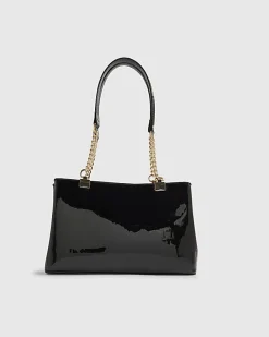 Black Embossed Monogram Chain Shoulder Bag