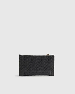 Black Embossed Monogram Print Mini Purse