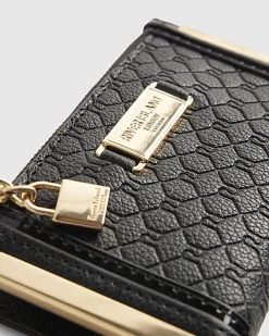 Black Embossed Monogram Print Mini Purse