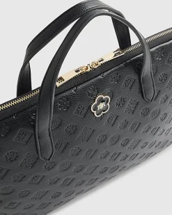 Black Embossed Monogram Print Laptop Case