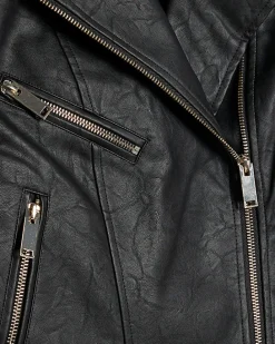 Black Faux Leather Biker Jacket