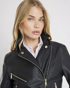 Black Faux Leather Biker Jacket