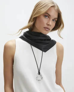 Black Faux Leather Multi Wear Scarf