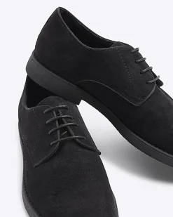 Black Faux Suede Derby Shoes