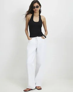 Black Halter Neck Tank Top